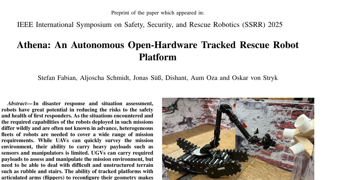 Athena: An Autonomous Open-Hardware Tracked Rescue Robot Platform