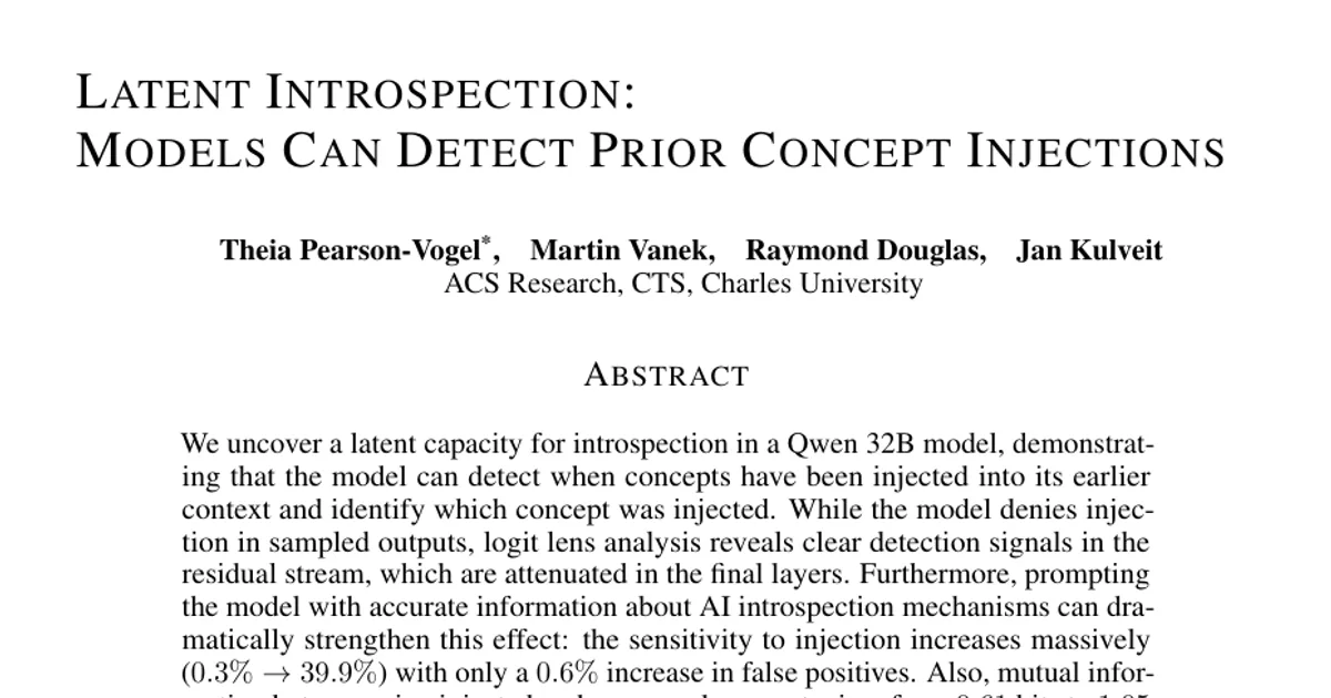 Latent Introspection: Models Can Detect Prior Concept Injections