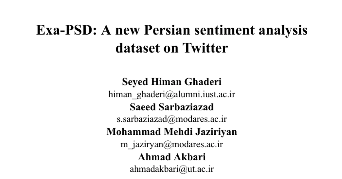 Exa-PSD: a new Persian sentiment analysis dataset on Twitter