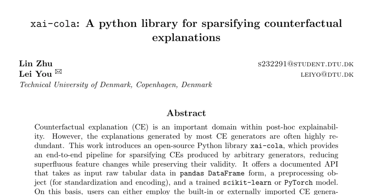 xai-cola: A Python library for sparsifying counterfactual explanations