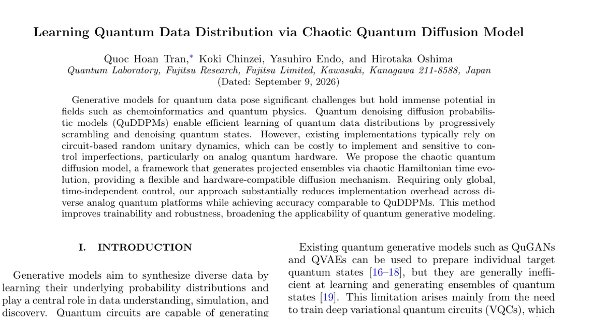 Learning Quantum Data Distribution via Chaotic Quantum Diffusion Model