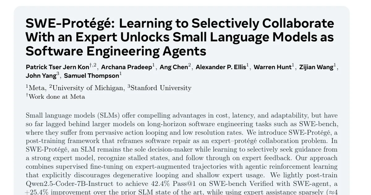 SWE-Protégé: Learning to Selectively Collaborate With an Expert Unlocks Small Language Models as Software Engineering Agents