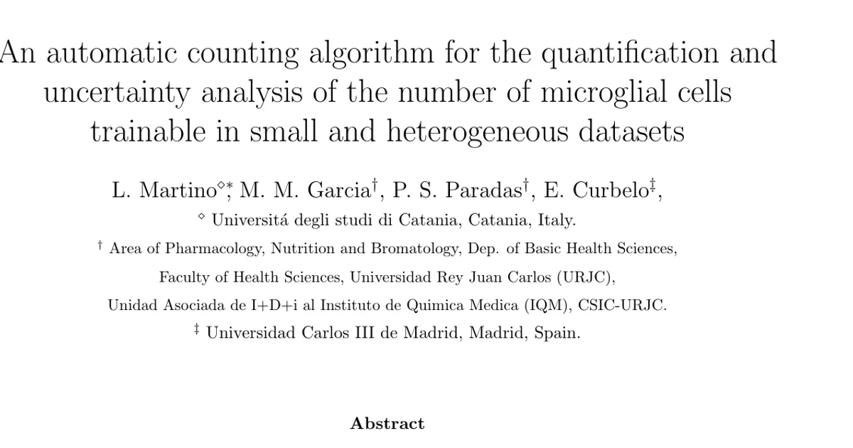 An automatic counting algorithm for the quantification and uncertainty analysis of the number of microglial cells trainable in small and heterogeneous datasets