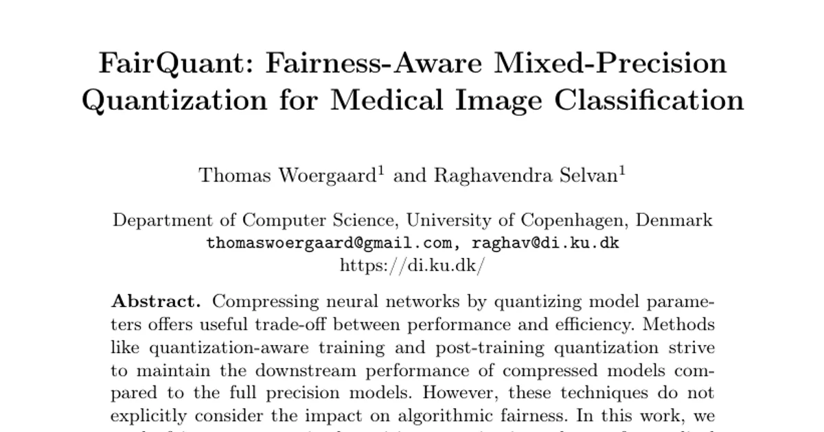 FairQuant: Fairness-Aware Mixed-Precision Quantization for Medical Image Classification