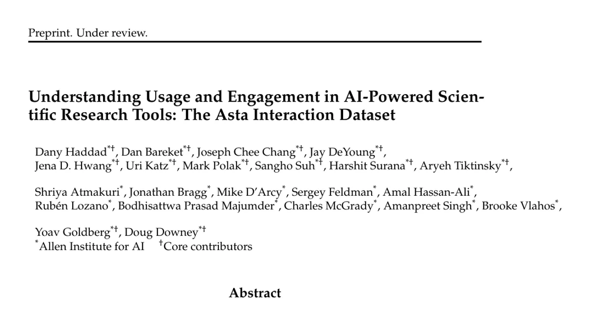 Understanding Usage and Engagement in AI-Powered Scientific Research Tools: The Asta Interaction Dataset