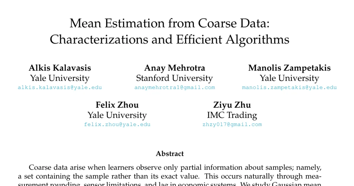 Mean Estimation from Coarse Data: Characterizations and Efficient Algorithms
