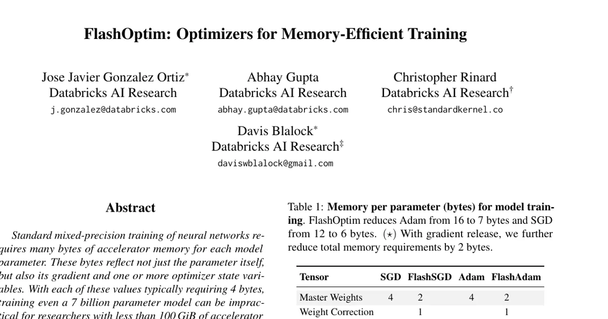 FlashOptim: Optimizers for Memory Efficient Training