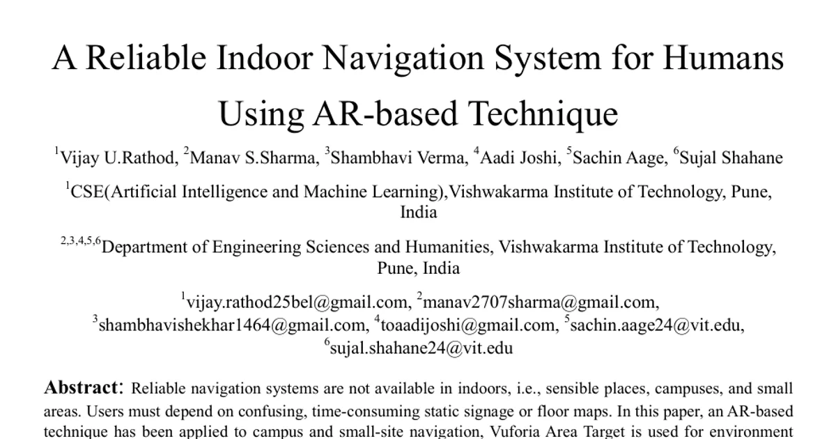 A Reliable Indoor Navigation System for Humans Using AR-based Technique