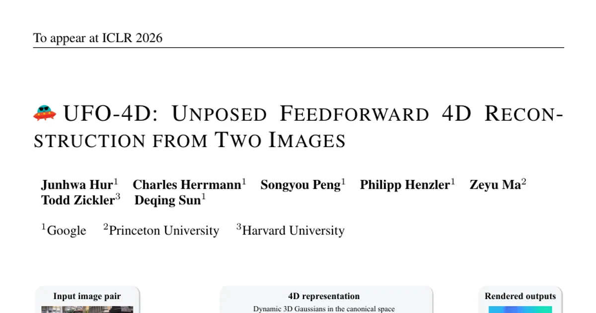 UFO-4D: Unposed Feedforward 4D Reconstruction from Two Images