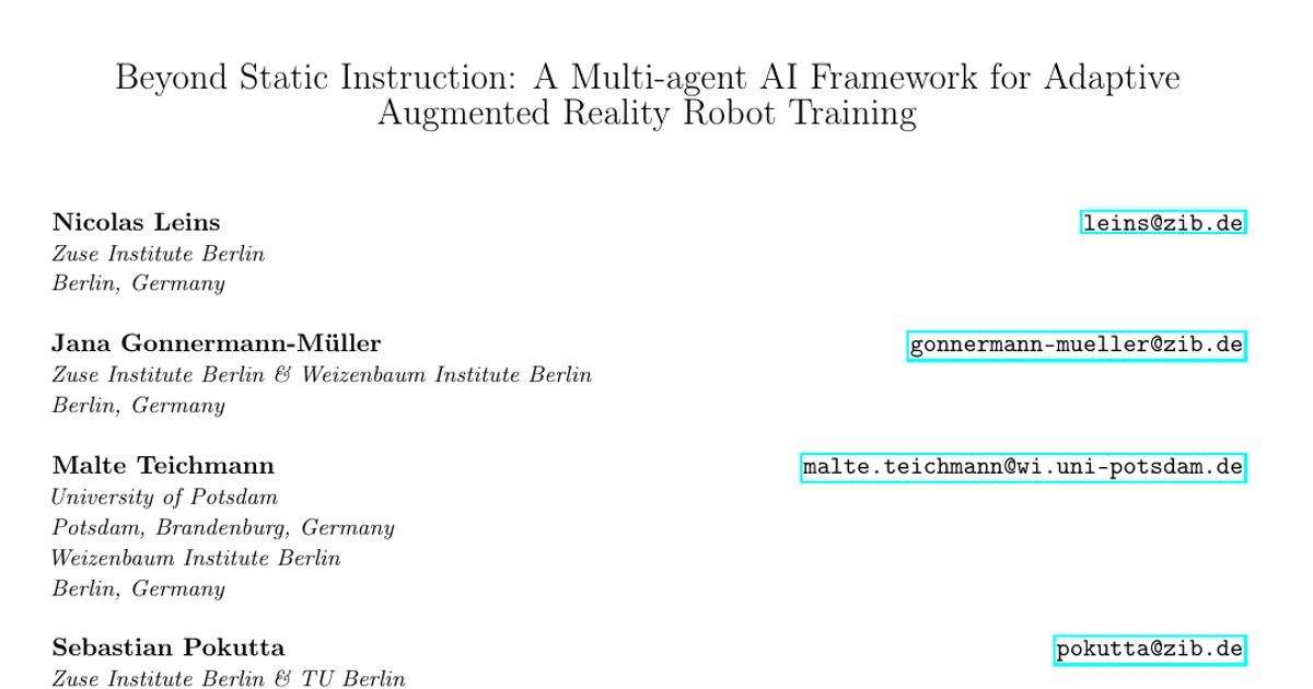 Beyond Static Instruction: A Multi-agent AI Framework for Adaptive Augmented Reality Robot Training