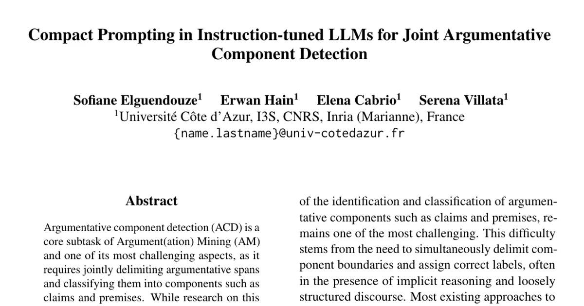 Compact Prompting in Instruction-tuned LLMs for Joint Argumentative Component Detection