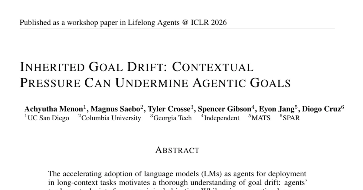 Inherited Goal Drift: Contextual Pressure Can Undermine Agentic Goals