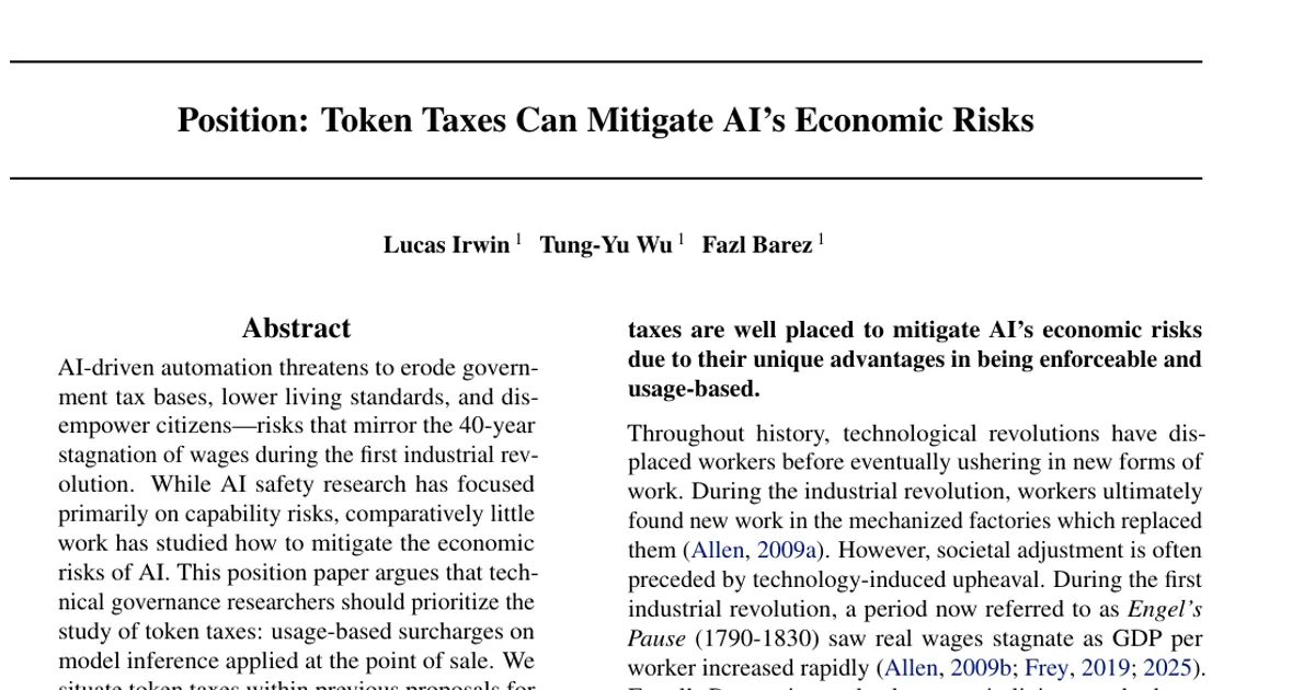 Token Taxes: mitigating AGI's economic risks