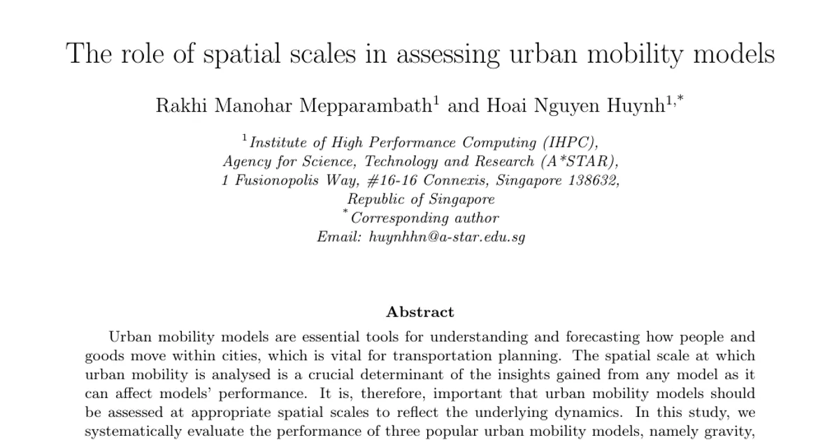 The role of spatial scales in assessing urban mobility models