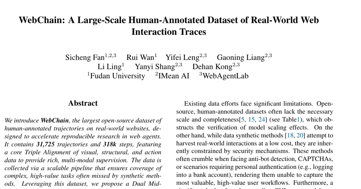 WebChain: A Large-Scale Human-Annotated Dataset of Real-World Web Interaction Traces