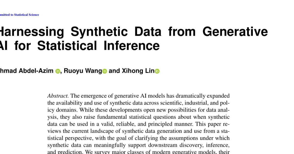 Harnessing Synthetic Data from Generative AI for Statistical Inference