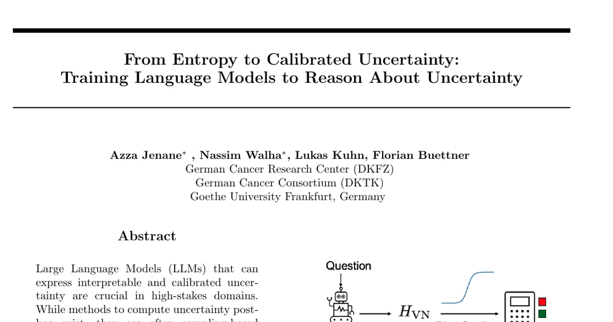 From Entropy to Calibrated Uncertainty: Training Language Models to Reason About Uncertainty