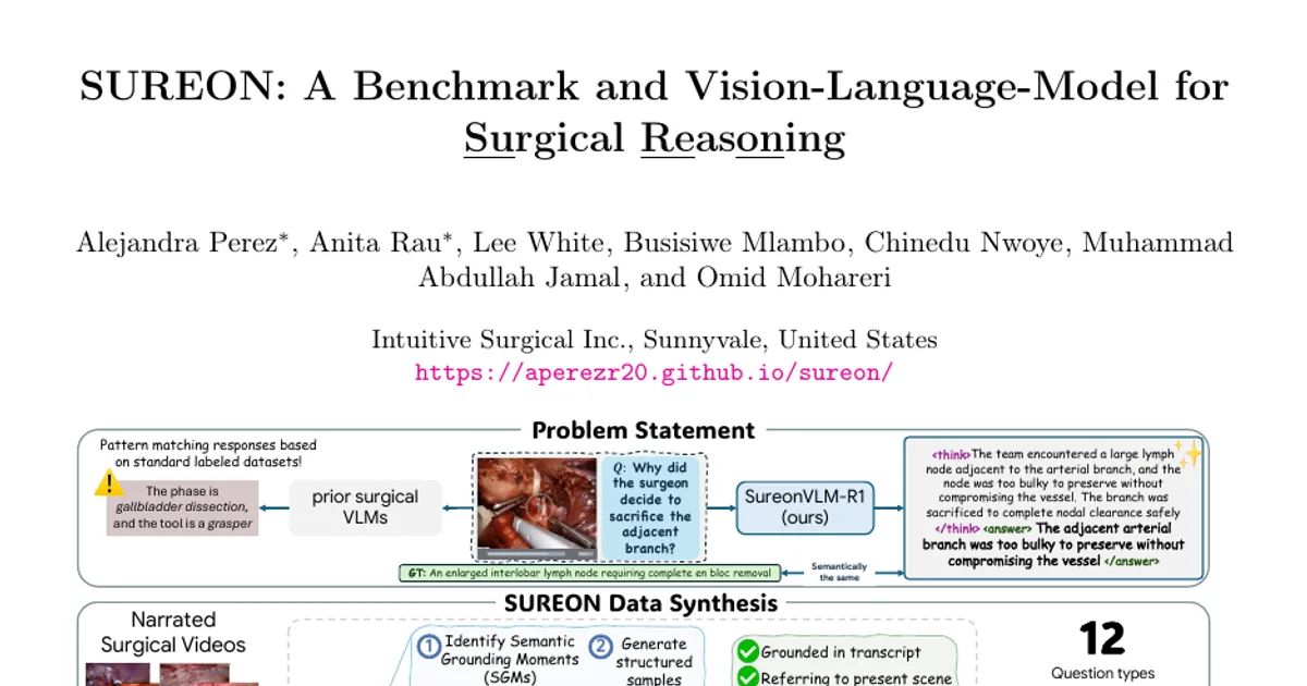 SUREON: A Benchmark and Vision-Language-Model for Surgical Reasoning