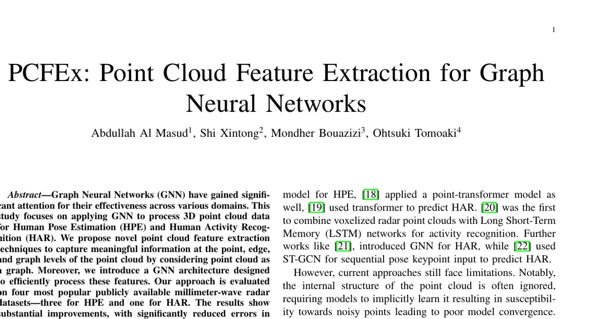 PCFEx: Point Cloud Feature Extraction for Graph Neural Networks