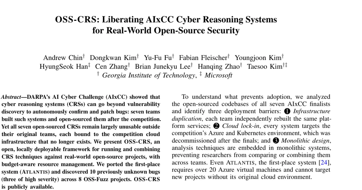 OSS-CRS: Liberating AIxCC Cyber Reasoning Systems for Real-World Open-Source Security