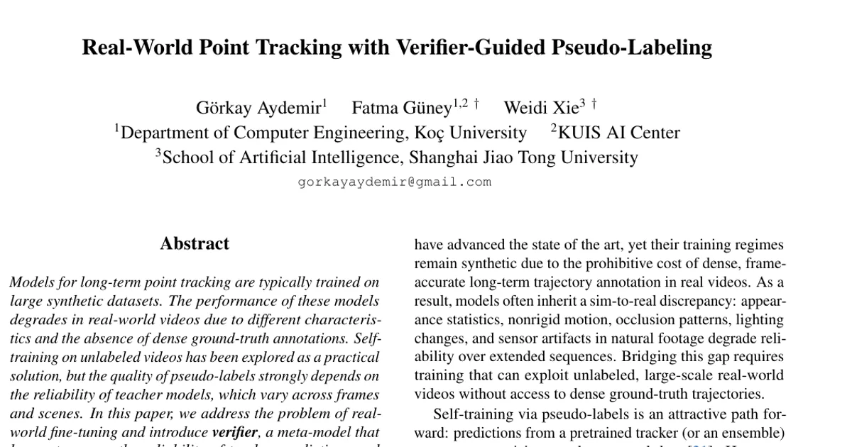 Real-World Point Tracking with Verifier-Guided Pseudo-Labeling