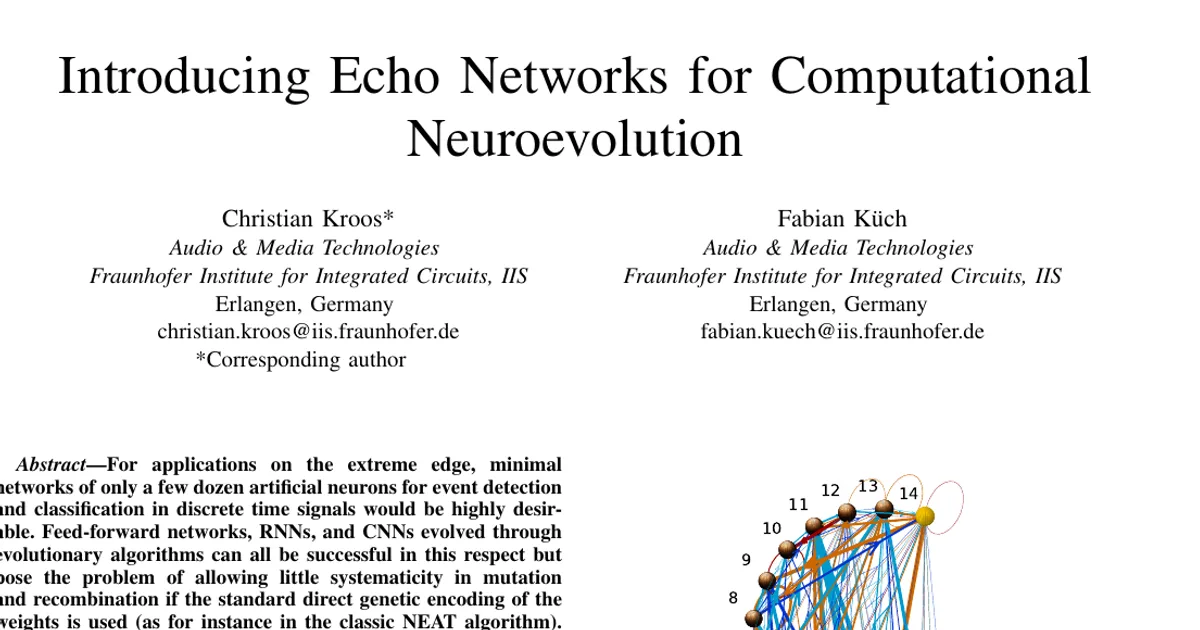 Introducing Echo Networks for Computational Neuroevolution
