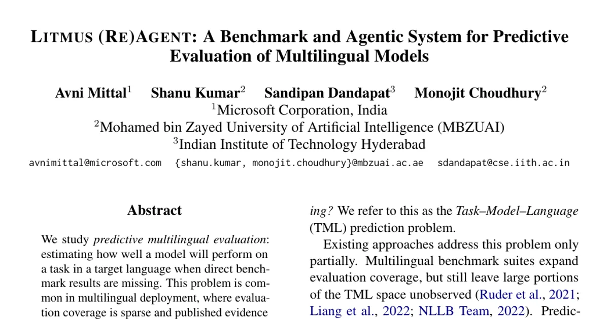 Litmus (Re)Agent: A Benchmark and Agentic System for Predictive Evaluation of Multilingual Models