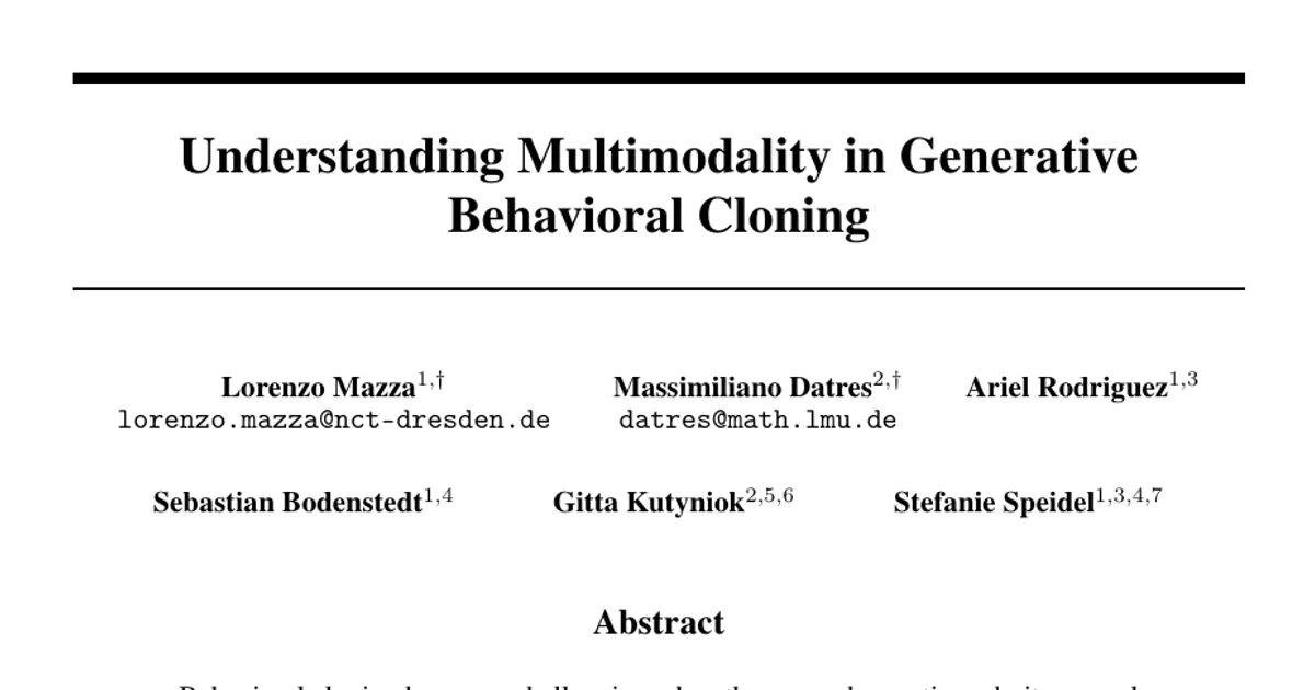 Understanding Multimodality in Generative Behavioral Cloning