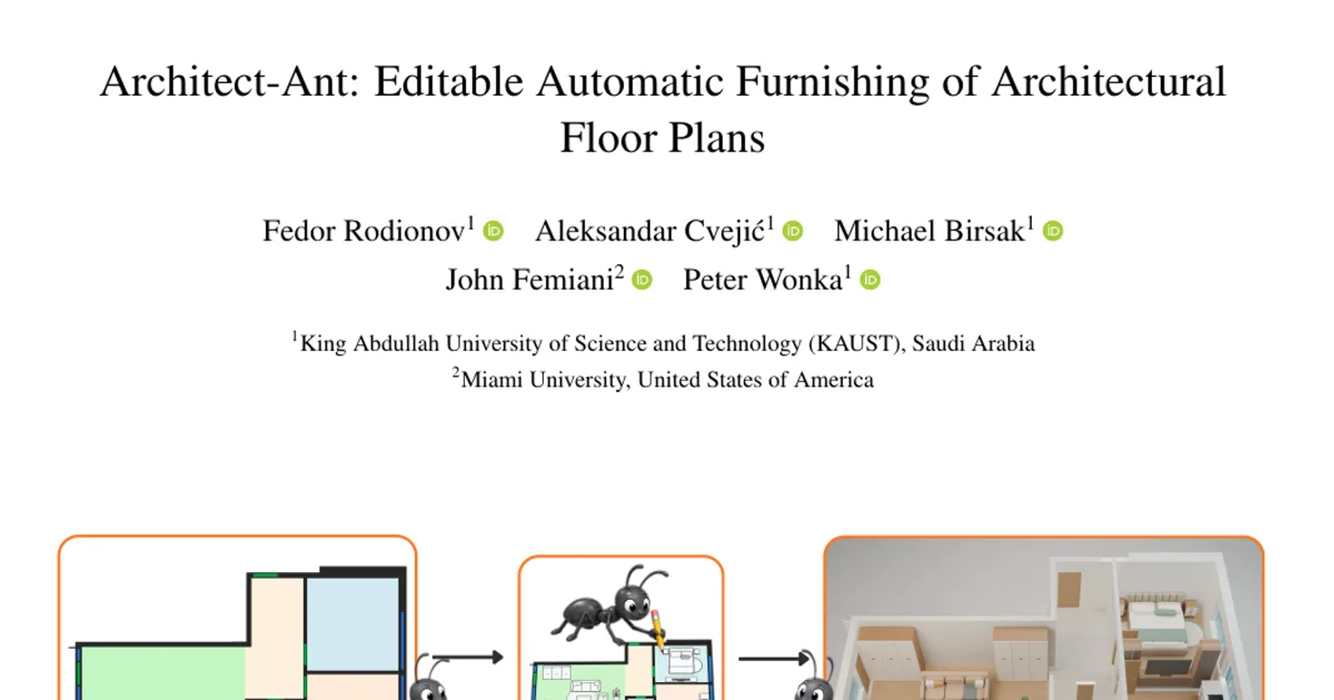 Architect-Ant: Editable Automatic Furnishing of Architectural Floor Plans