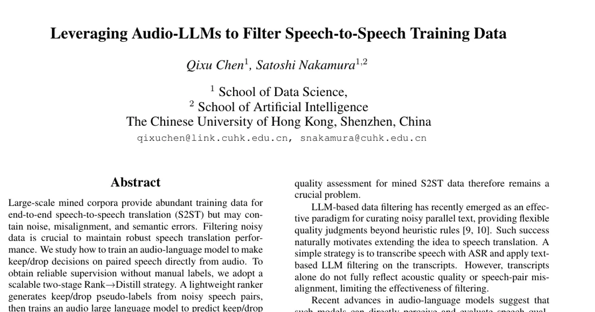 Leveraging Audio-LLMs to Filter Speech-to-Speech Training Data