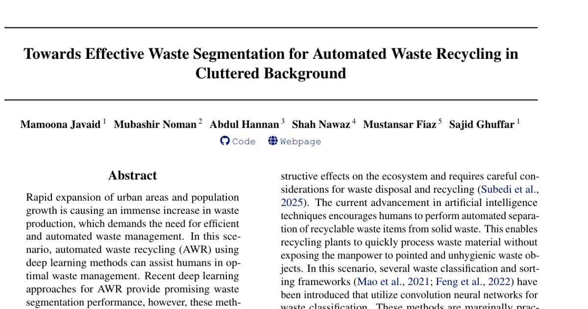 Towards Effective Waste Segmentation for Automated Waste Recycling in Cluttered Background