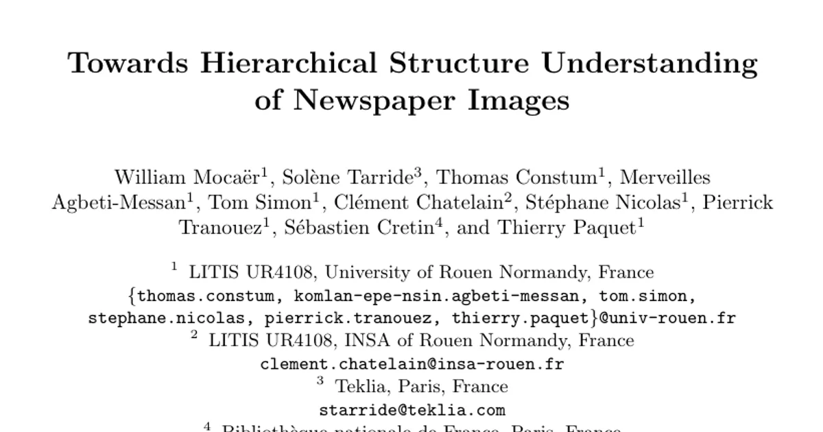 Towards Hierarchical Structure Understanding of Newspaper Images
