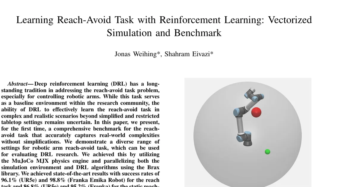 Learning Reach-Avoid Task with Reinforcement Learning: Vectorized Simulation and Benchmark
