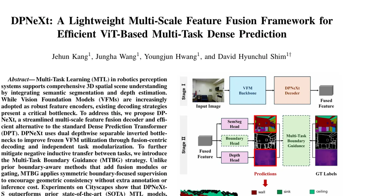 DPNeXt: A Lightweight Multi-Scale Feature Fusion Framework for Efficient ViT-Based Multi-Task Dense Prediction