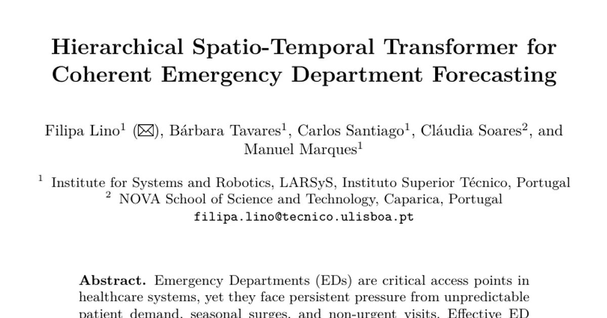 Hierarchical Spatio-Temporal Transformer for Coherent Emergency Department Forecasting