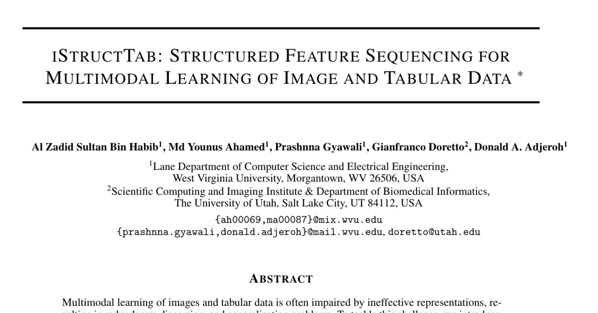 iStructTab: Structured Feature Sequencing for Multimodal Learning of Image and Tabular Data