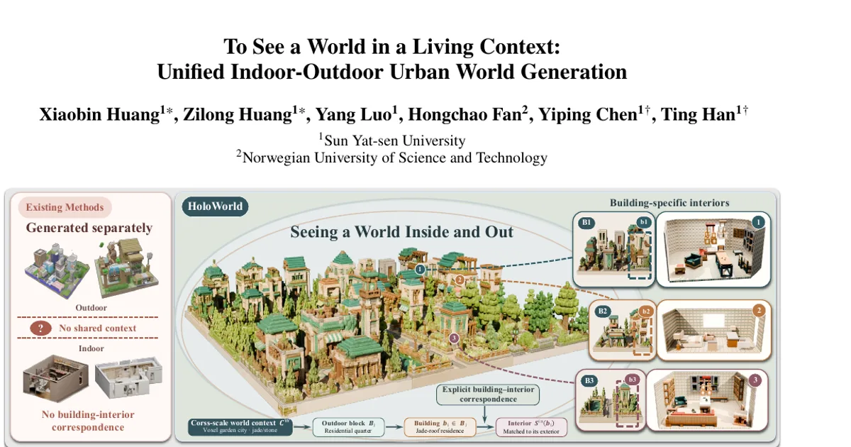 To See a World in a Living Context: Unified Indoor-Outdoor Urban World Generation