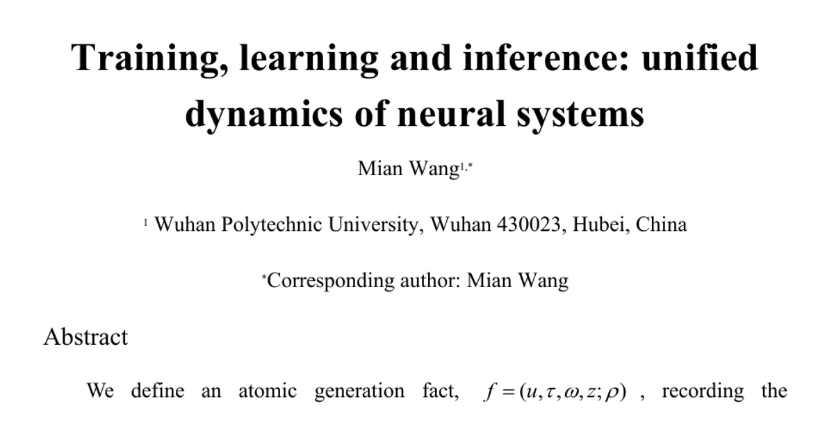 Addestramento, apprendimento e inferenza: dinamiche unificate dei sistemi neurali
