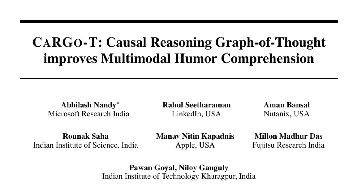 CaRGo-T: Causal Reasoning Graph-of-Thought improves Multimodal Humor Comprehension