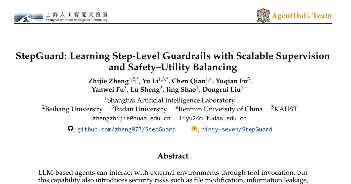 StepGuard: apprendere guardrail a livello di singolo passaggio con supervisione scalabile e bilanciamento tra sicurezza e utilità