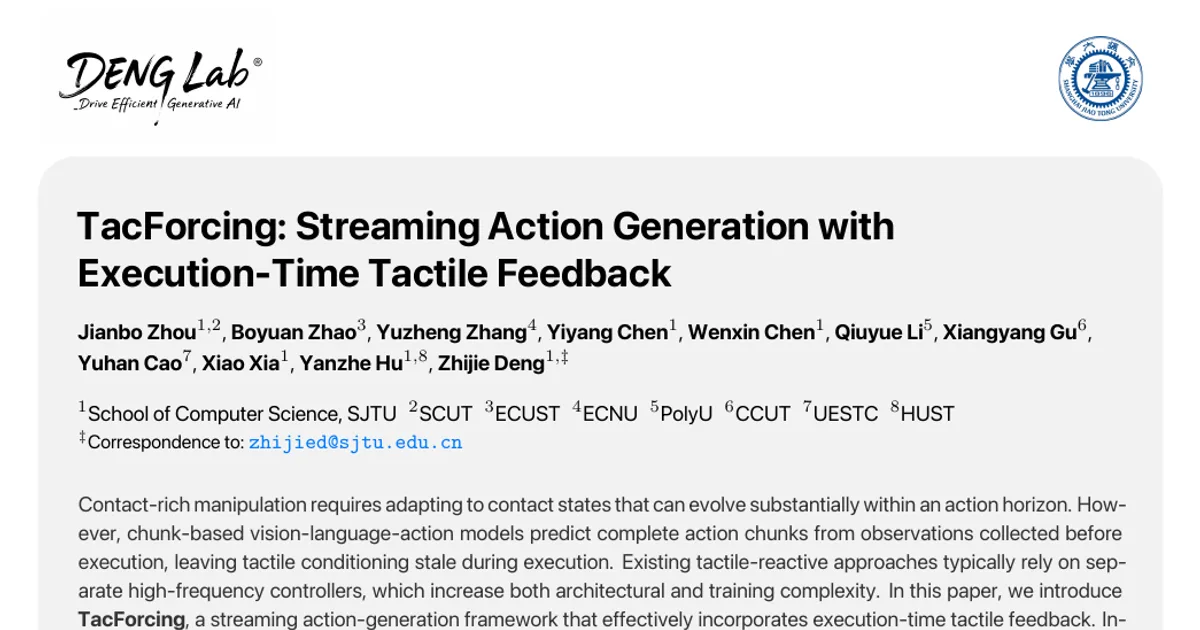 TacForcing: generazione di azioni in streaming con feedback tattile durante l’esecuzione