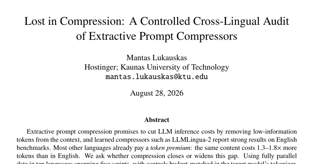 Persi nella compressione: una verifica interlinguistica controllata dei compressori estrattivi di prompt