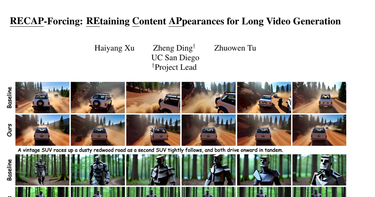 RECAP-Forcing: Retaining Content Appearances for Long Video Generation