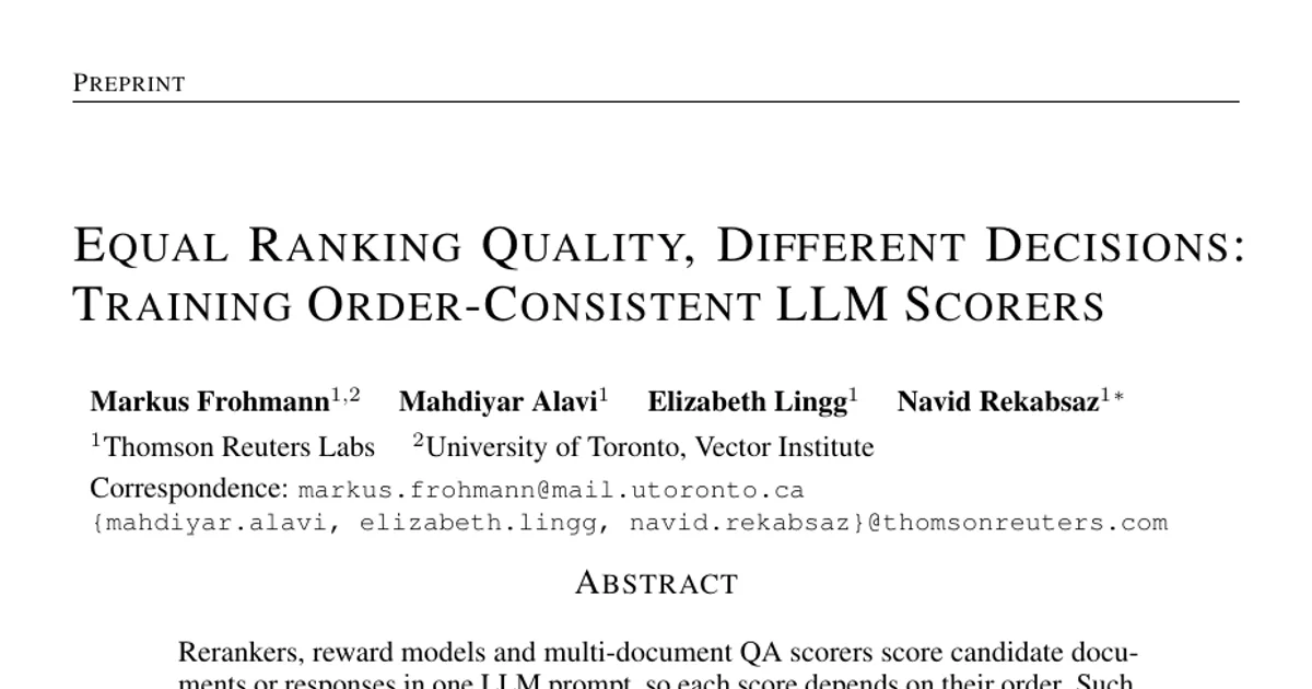 Equal Ranking Quality, Different Decisions: Measuring and Reducing Order Dependence in LLM Scorers