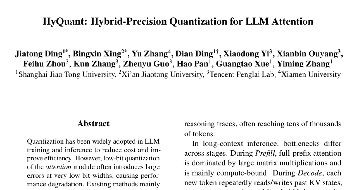 HyQuant: quantizzazione a precisione ibrida per l’attenzione degli LLM