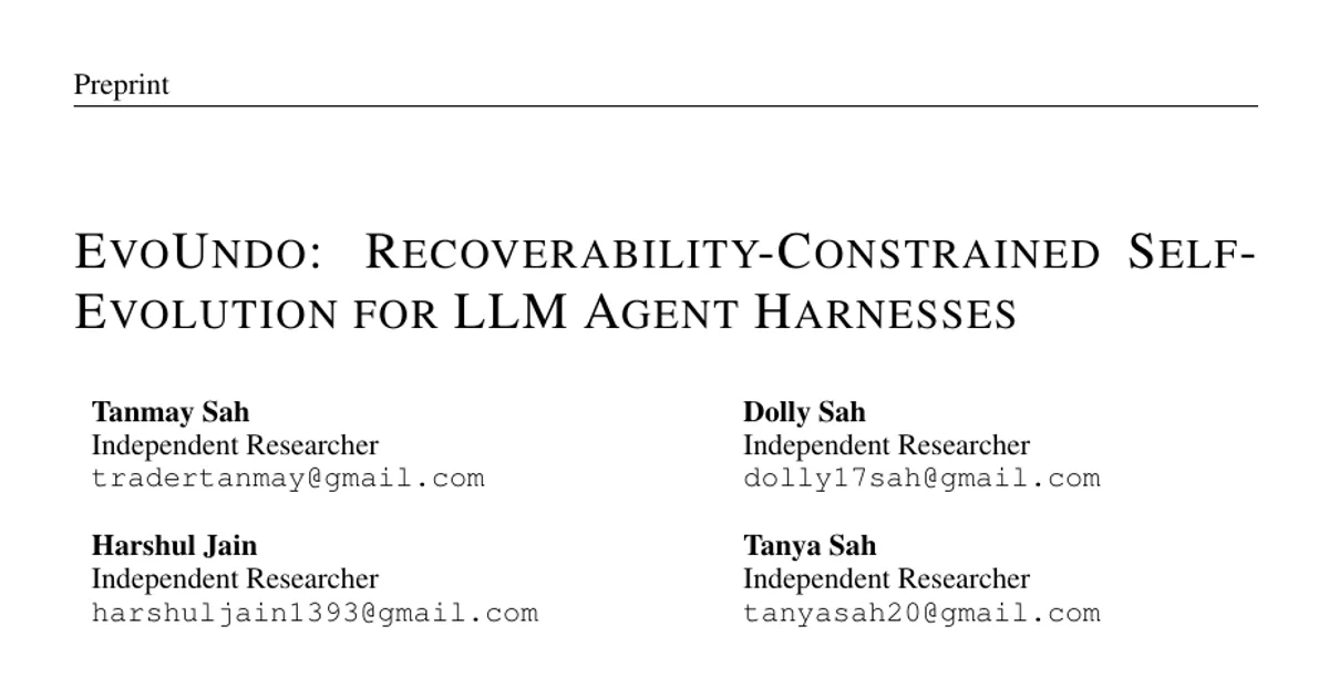 EvoUndo: Recoverability-Constrained Self-Evolution for LLM Agent Harnesses