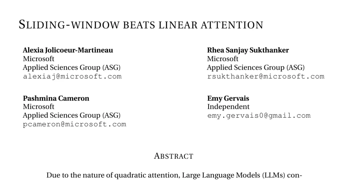 Sliding-window beats linear attention