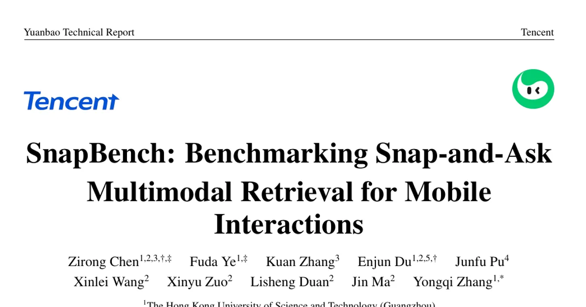 SnapBench: un benchmark per la ricerca multimodale «scatta e chiedi» nelle interazioni da dispositivo mobile