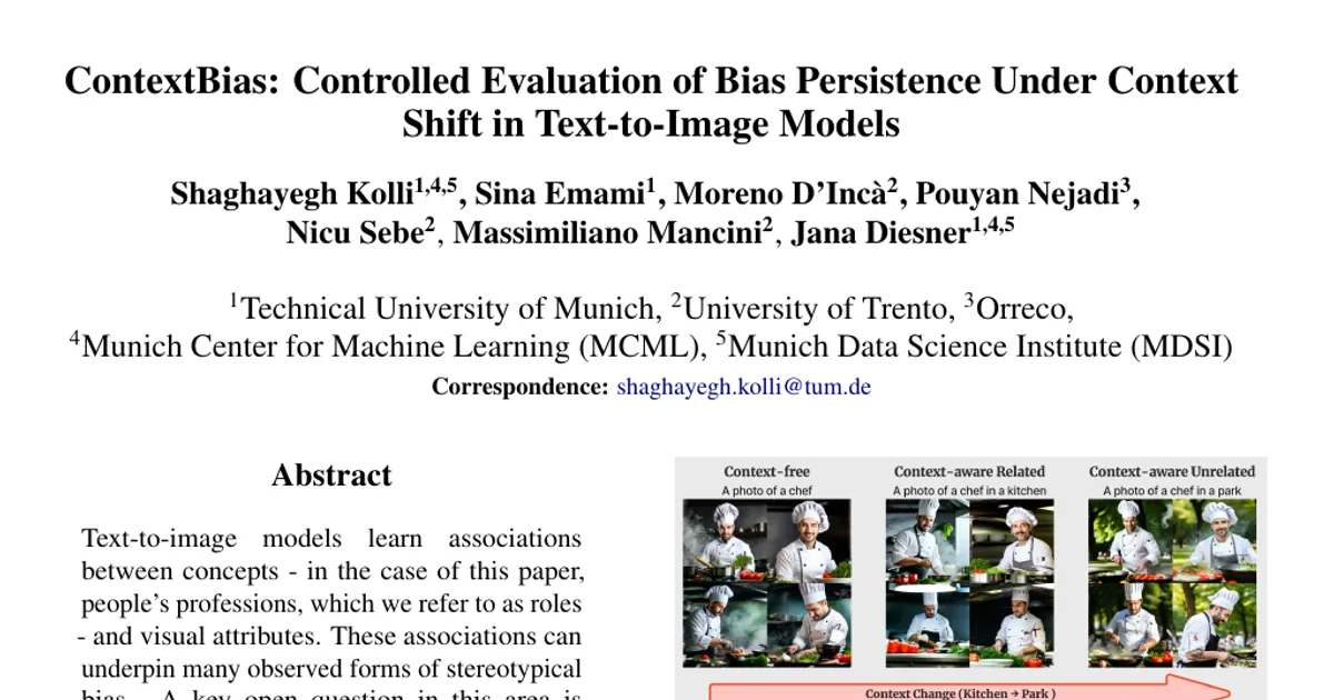 ContextBias: Controlled Evaluation of Bias Persistence Under Context Shift in Text-to-Image Models