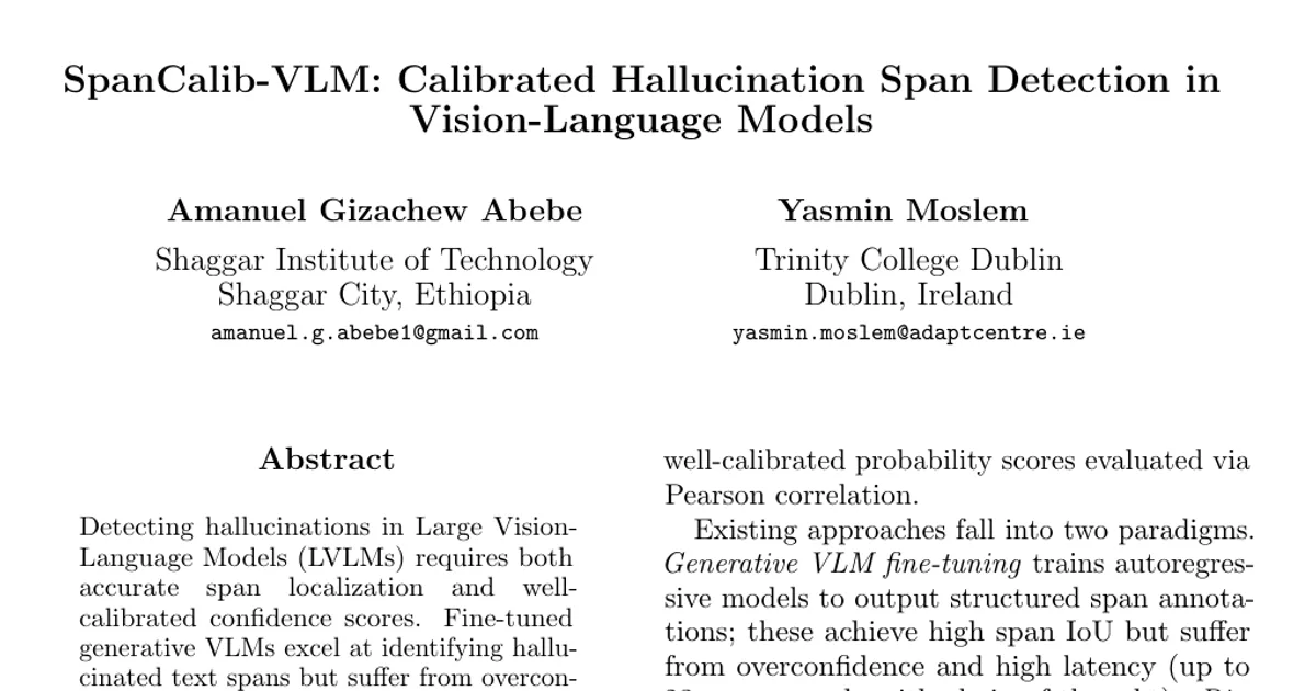 SpanCalib-VLM: rilevamento calibrato dei segmenti di allucinazione nei modelli visivo-linguistici